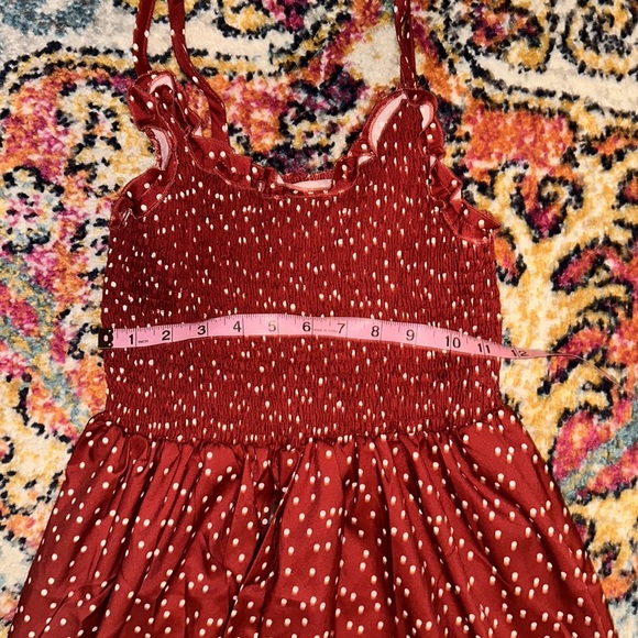 Red sundress with spaghetti straps and waist tie. With pockets! - Picture 6 of 7